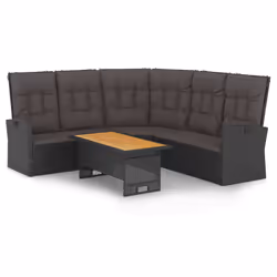 Set da Giardino 2 pz con Cuscini Nero in Polyrattancod mxl 71652