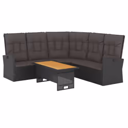 Set da Giardino 2 pz con Cuscini Nero in Polyrattancod mxl 71652