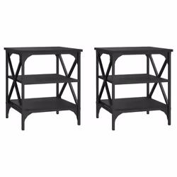 Tavolini 2 pz Neri 40x42x50 cm in Legno Multistratocod mxl 126276 - Vista aggiuntiva 2