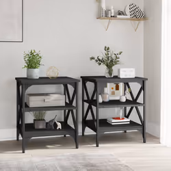 Tavolini 2 pz Neri 40x42x50 cm in Legno Multistratocod mxl 126276 - Vista aggiuntiva 3