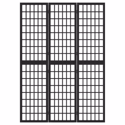 vidaXL Divisorio Pieghevole 3 Pannelli Stile Giapponese 120x170cm Nero - Vista aggiuntiva 3