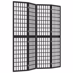 vidaXL Divisorio Pieghevole 4 Pannelli Stile Giapponese 160x170cm Nero - Vista aggiuntiva 2