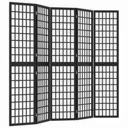vidaXL Divisorio Pieghevole 5 Pannelli Stile Giapponese 200x170cm Nero - Vista aggiuntiva 2