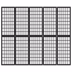 vidaXL Divisorio Pieghevole 5 Pannelli Stile Giapponese 200x170cm Nero - Vista aggiuntiva 3