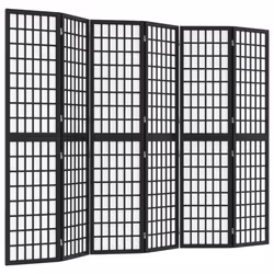 vidaXL Divisorio Pieghevole 6 Pannelli Stile Giapponese 240x170cm Nero - Vista aggiuntiva 2