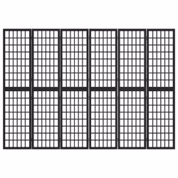 vidaXL Divisorio Pieghevole 6 Pannelli Stile Giapponese 240x170cm Nero - Vista aggiuntiva 3