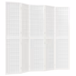 vidaXL Divisorio Pieghevole 5 Pannelli Stile Giapponese 200x170 Bianco - Vista aggiuntiva 2