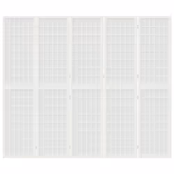 vidaXL Divisorio Pieghevole 5 Pannelli Stile Giapponese 200x170 Bianco - Vista aggiuntiva 3