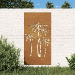 Decorazione Muro da Giardino 105x55 cm Palma in Acciaio Corten Vidaxl 6396