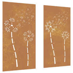 Decorazioni Muro da Giardino 2pz 105x55 cm Fiore Acciaio Cortencod mxl 82748 - Vista aggiuntiva 2