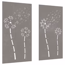 Decorazioni Muro da Giardino 2pz 105x55 cm Fiore Acciaio Cortencod mxl 82748 - Vista aggiuntiva 3
