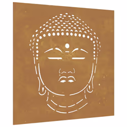Decorazione Muro Giardino 55x55 cm Testa Buddha Acciaio Cortencod mxl 106755 - Vista aggiuntiva 2