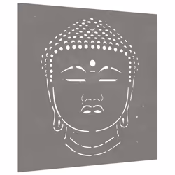 Decorazione Muro Giardino 55x55 cm Testa Buddha Acciaio Cortencod mxl 106755 - Vista aggiuntiva 3