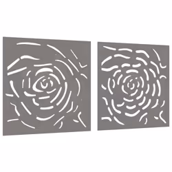 Decorazioni Muro Giardino 2 pz 55x55 cm Rosa in Acciaio Cortencod mxl 82789 - Vista aggiuntiva 3