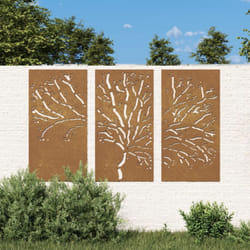 Vidaxl - Decorazioni Muro Giardino 3pz 105x55 cm Albero Acciaio Corten