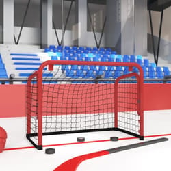 Porta Hockey Rete Rossa e Nera 68x32x47 cm Acciaio e Poliestere Vidaxl 18213