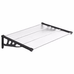 vidaXL Tettoia per Porta Nero e Trasparente 122x90 cm in Policarbonato - Vista aggiuntiva 2