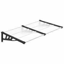 vidaXL Tettoia per Porta Nero e Trasparente 152,5x90 cm Policarbonato - Vista aggiuntiva 2
