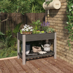 Vidaxl - Fioriera Rialzata Giardino, Flowerpot con Ripiano Grigia 100x50x75 cm wpc