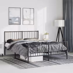 Giroletto con Testiera e Pediera Metallo Nero 135x190 cmcod mxl 105710