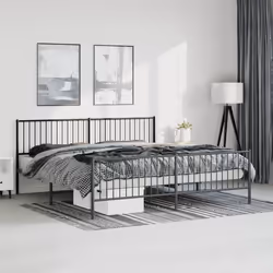 Giroletto con Testiera e Pediera Metallo Nero 193x203 cmcod mxl 105774