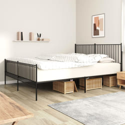 Giroletto con Testiera e Pediera Metallo Nero 200x200 cmcod mxl 81802