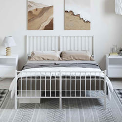 Giroletto con Testiera e Pediera Metallo Bianco 135x190 cmcod mxl 129694