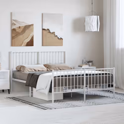 Giroletto con Testiera e Pediera Metallo Bianco 135x190 cmcod mxl 129694 - Vista aggiuntiva 3