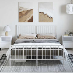 Giroletto con Testiera e Pediera Metallo Bianco 150x200 cmcod mxl 81809