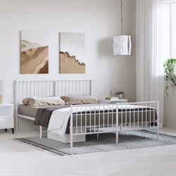 Giroletto con Testiera e Pediera Metallo Bianco 150x200 cmcod mxl 81809 - Vista aggiuntiva 3