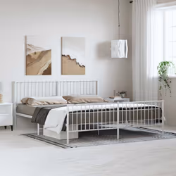 vidaXL Giroletto con Testiera e Pediera Metallo Bianco 183x213 cm - Vista aggiuntiva 3