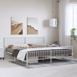 Giroletto con Testiera e Pediera Metallo Bianco 193x203 cmcod mxl 129689 - Vista aggiuntiva 3