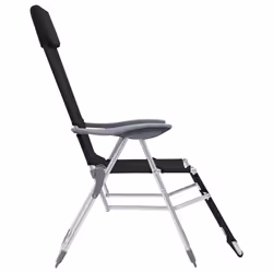 VidaXL 360146 sedia da esterno Terrazzo Alluminio, Tessile Nero - Vista aggiuntiva 5