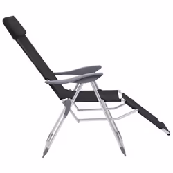 VidaXL 360146 sedia da esterno Terrazzo Alluminio, Tessile Nero - Vista aggiuntiva 6