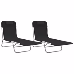 Lettini Prendisole 2 pz Neri in Textilene e Acciaiocod mxl 129808