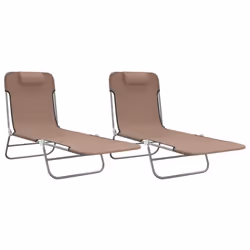 Lettini Prendisole 2 pz Marroni in Textilene e Acciaiocod mxl 105829 - Vista aggiuntiva 2
