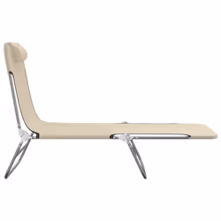VidaXL 360185 sedia da esterno Salone Acciaio, Tessile Crema - Vista aggiuntiva 5