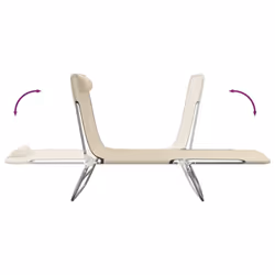 VidaXL 360185 sedia da esterno Salone Acciaio, Tessile Crema - Vista aggiuntiva 7