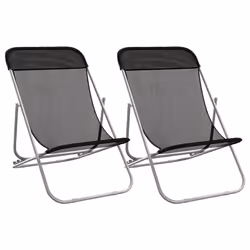 Sedie Pieghevoli 2 pz Nere in Textilene e Acciaio Verniciatocod mxl 130507 - Vista aggiuntiva 2