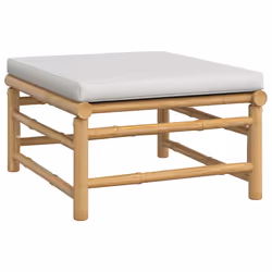 Poggiapiedi da Giardino con Cuscino Grigio Chiaro in Bambùcod mxl 118648 - Vista aggiuntiva 2