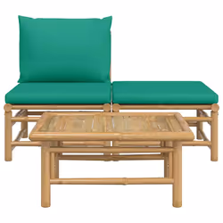 Set Salotto da Giardino 3pz con Cuscini Verdi Bambùcod mxl 78432 - Vista aggiuntiva 3