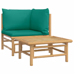 Set Salotto da Giardino 2pz con Cuscini Verdi Bambùcod mxl 71657 - Vista aggiuntiva 2