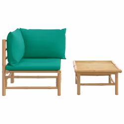 Set Salotto da Giardino 2pz con Cuscini Verdi Bambùcod mxl 71657 - Vista aggiuntiva 3