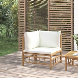 Divano Angolare da Giardino con Cuscini Bianco Crema in Bambùcod mxl 94682
