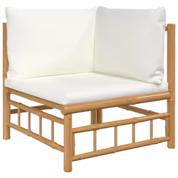 Divano Angolare da Giardino con Cuscini Bianco Crema in Bambùcod mxl 94682
