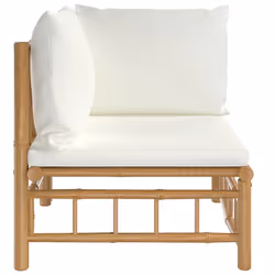 Divano Angolare da Giardino con Cuscini Bianco Crema in Bambùcod mxl 94682