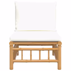 Divano Centrale da Giardino con Cuscini Bianco Crema in Bambùcod mxl 70673 - Vista aggiuntiva 3