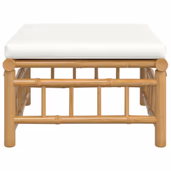 Poggiapiedi da Giardino con Cuscino Bianco Crema in Bambùcod mxl 94681 - Vista aggiuntiva 3