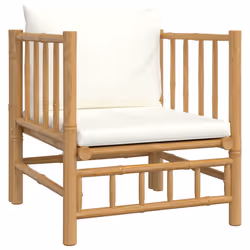 Divano da Giardino con Cuscini Bianco Crema in Bambùcod mxl 70672 - Vista aggiuntiva 2