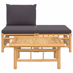 Set Salotto da Giardino 3pz con Cuscini Grigio Scuro Bambùcod mxl 119610 - Vista aggiuntiva 3
